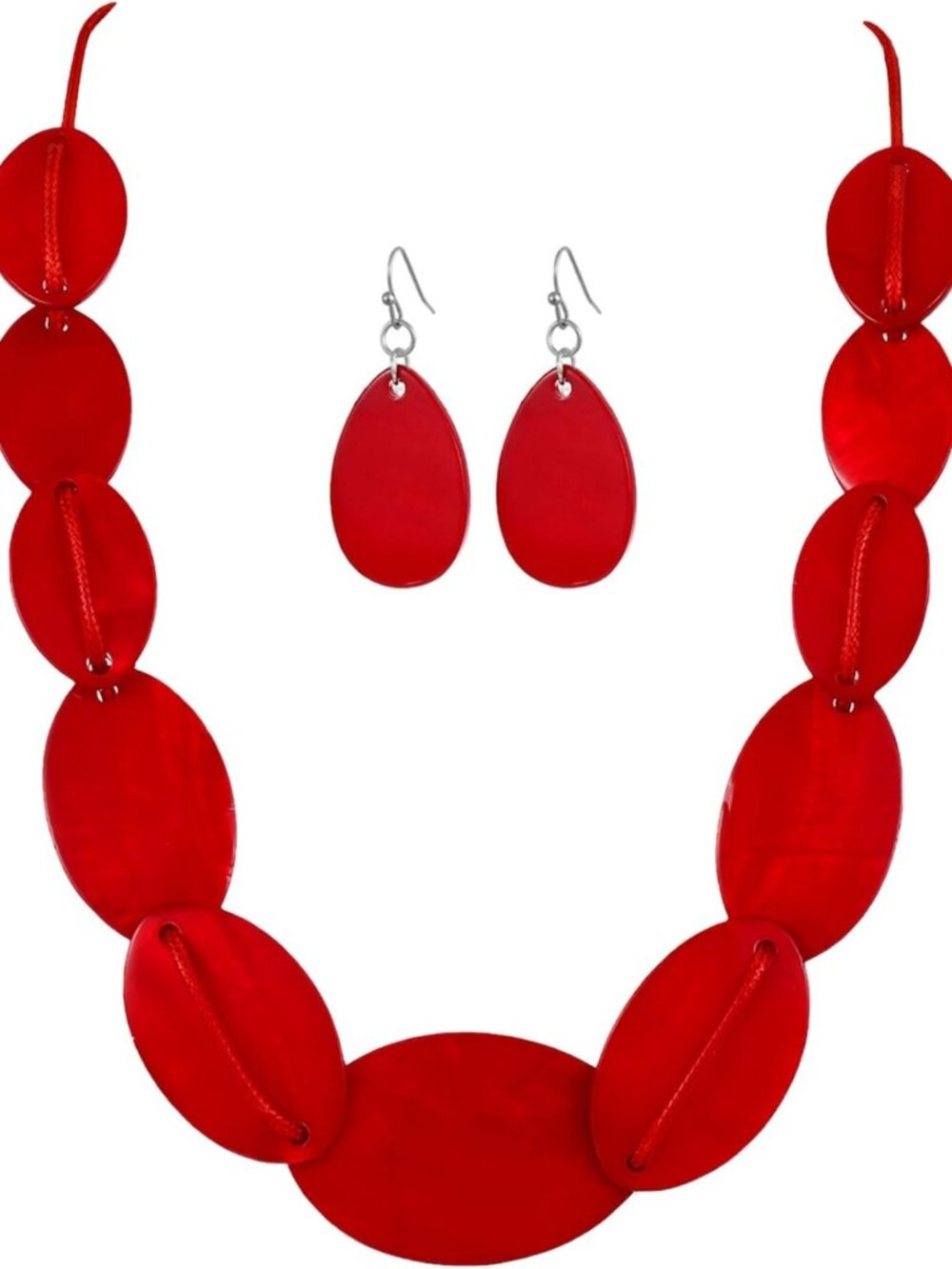Colorful Chunky Geometric Statement Necklace & Earrings Set, 18” Choker, Fashion